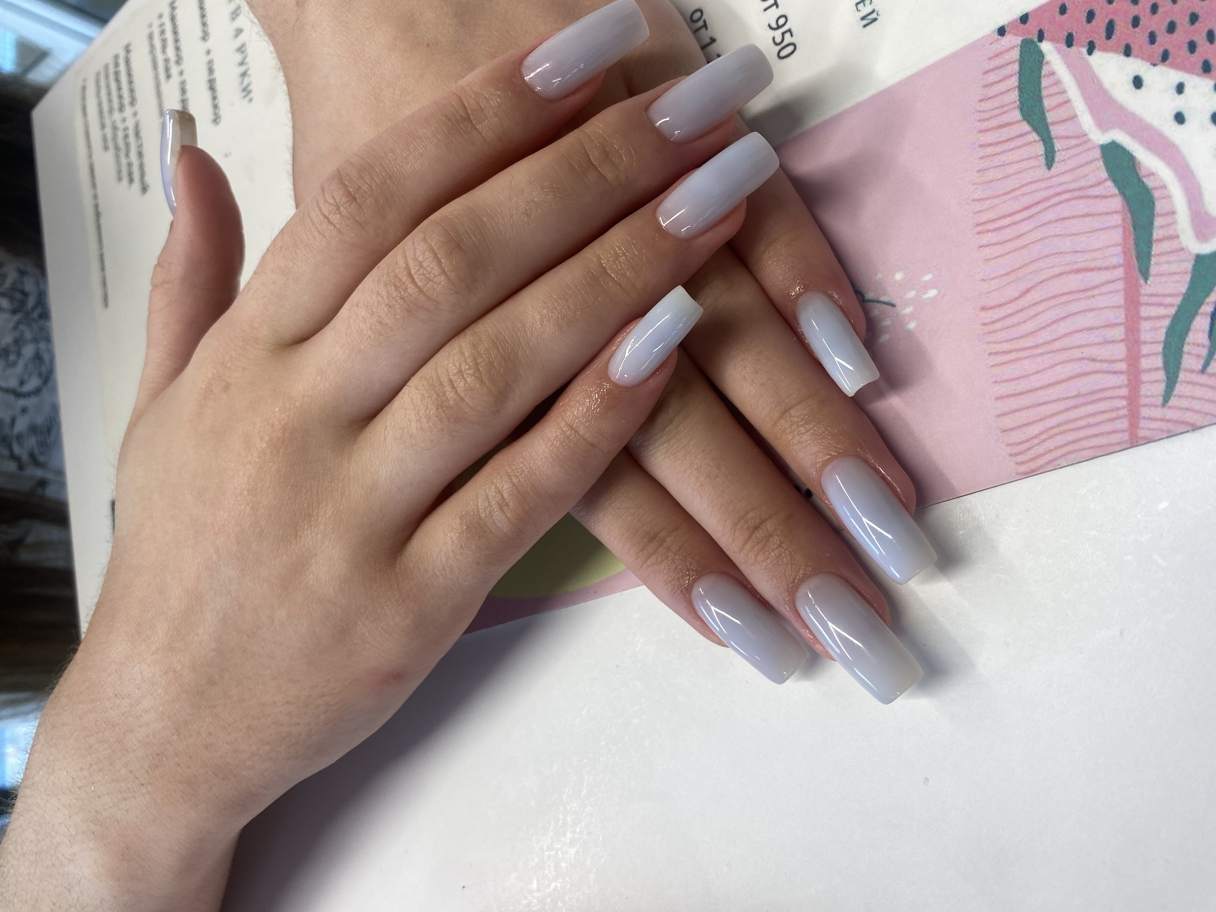 нежный, Маникюр, на каждый день, однотон, белый, нюд