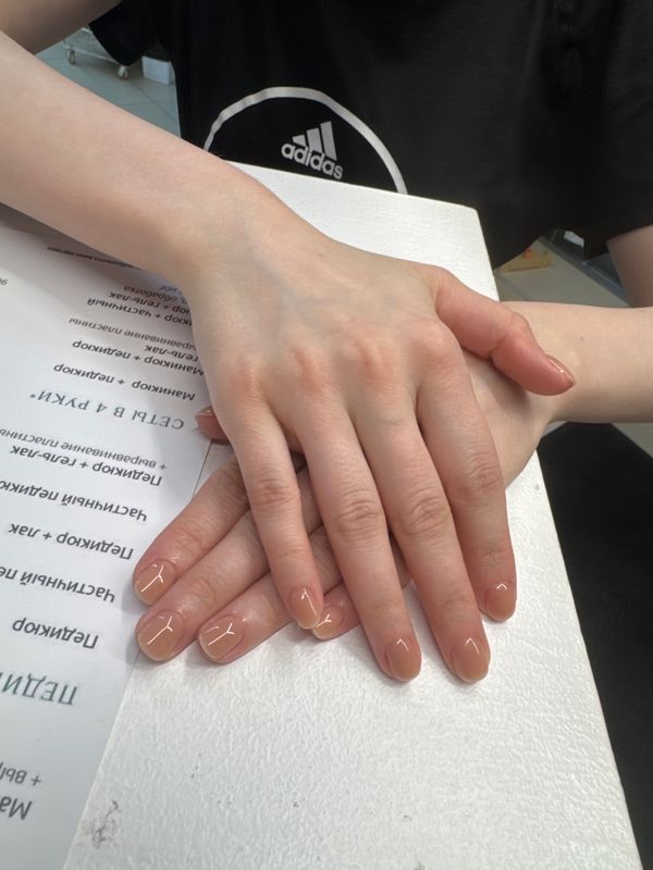 глянцевый, бежевый, нюд, однотон, Маникюр, на каждый день, нежный