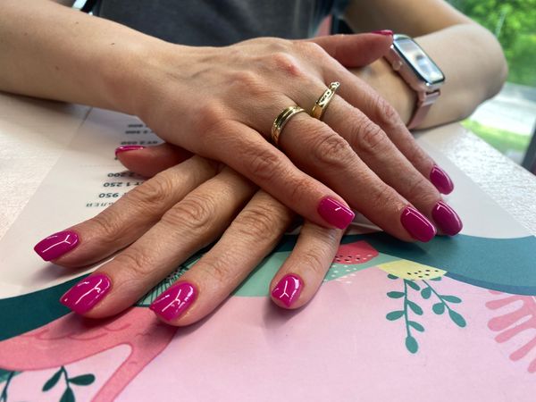 глянцевый, разная длинна/форма, фуксия, однотон, Маникюр, на каждый день