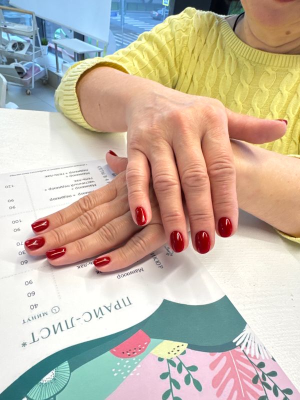 глянцевый, бордовый, однотон, Маникюр